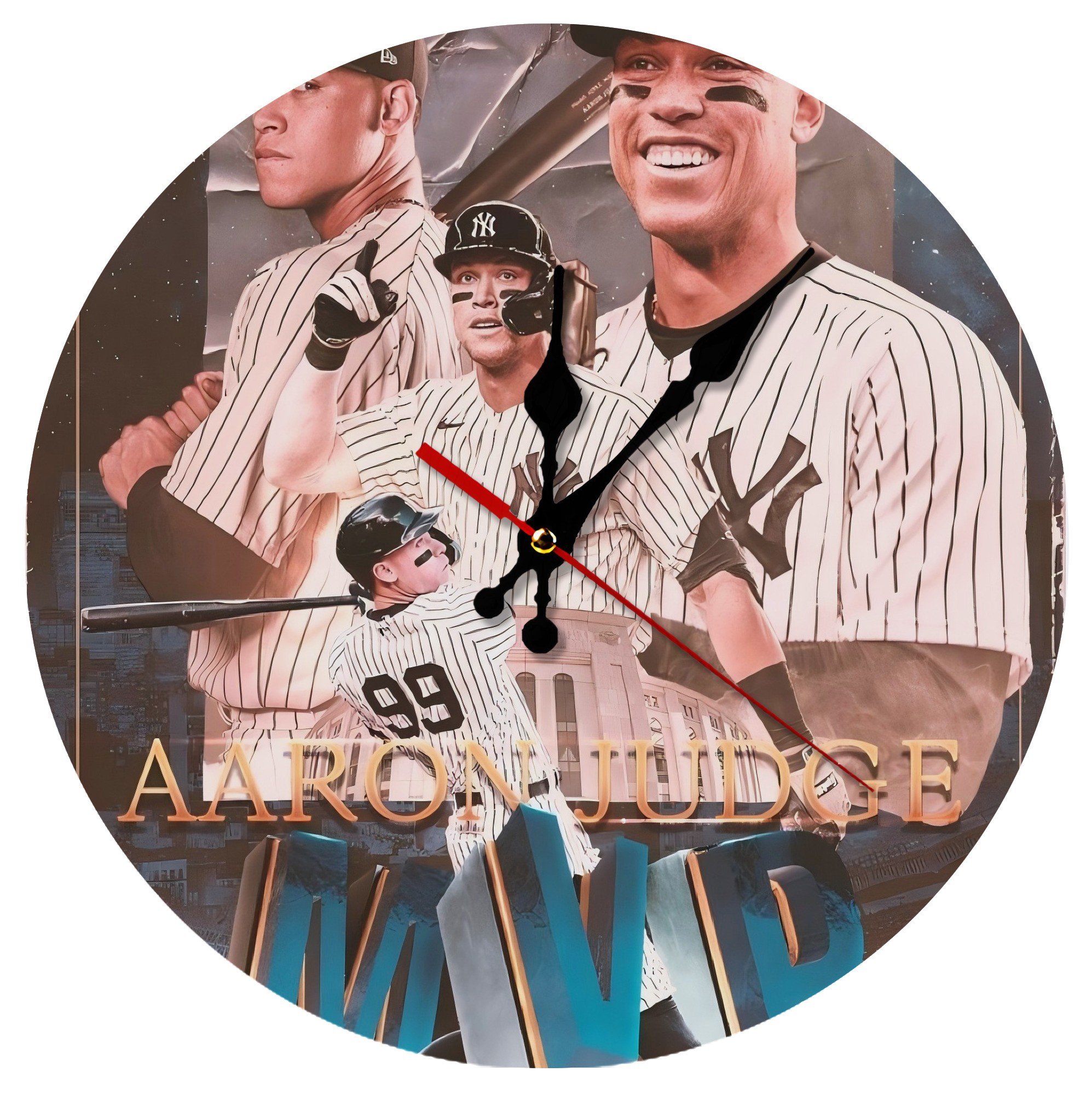 Aaron Judge MVP Silent Round Wall Clock – Modern & Stylish DIY Design, Durable Wood Construction, Easy To Install – Perfect For Office, Bedroom, Living Room, And More